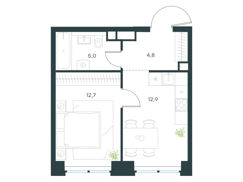 1-комн. 35.4 м²