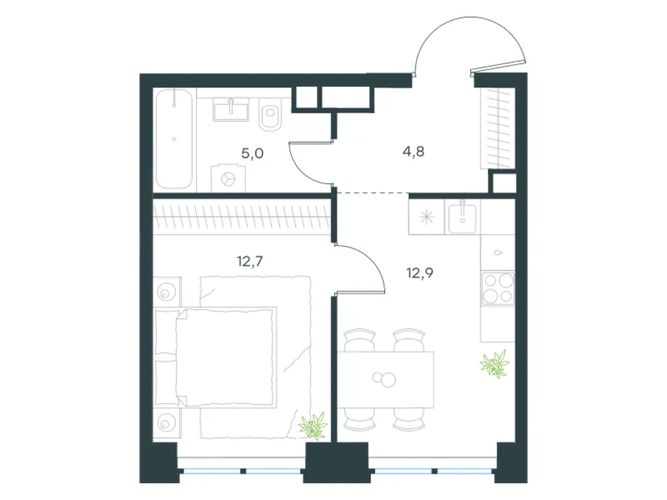 1-комн. 35,4 м²