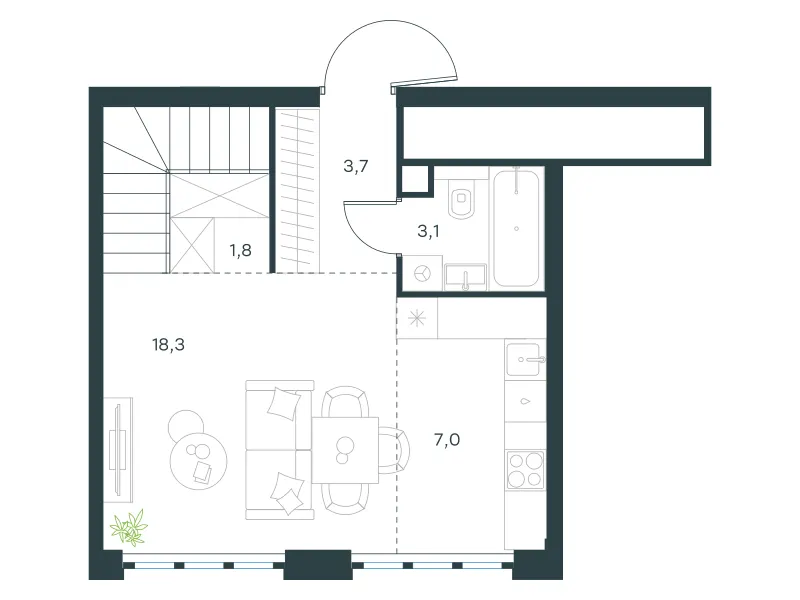 3-комн. 63.6 м²