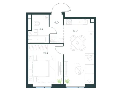 43,2 м² — планировка