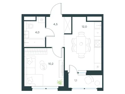 31,8 м² — планировка