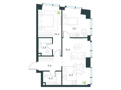 60,8 м² — планировка