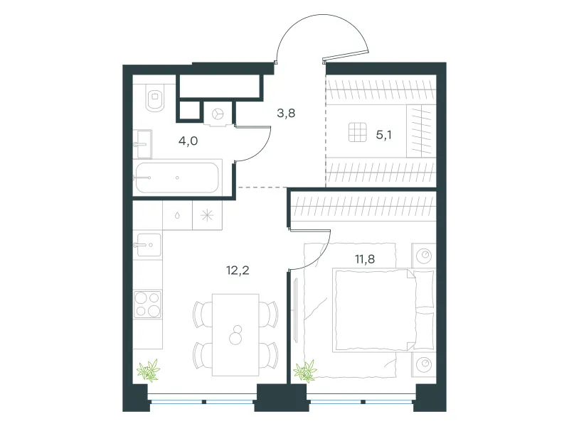 1-комн. 36.9 м²