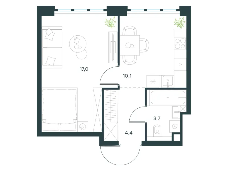 1-комн. 35.2 м²