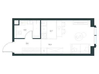 23,6 м² — планировка