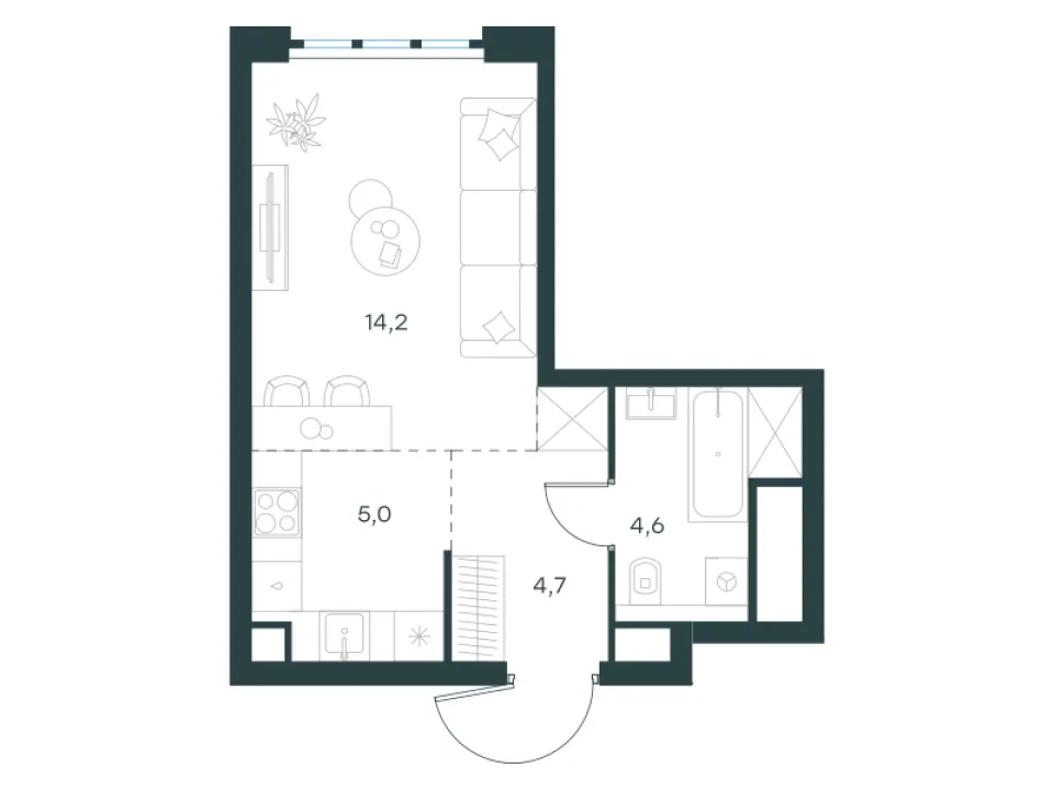 Студия 28,5 м²