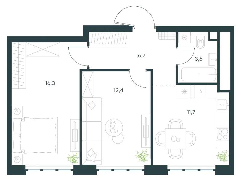 2-комн. 50.7 м²