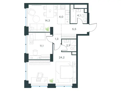 67,4 м² — планировка