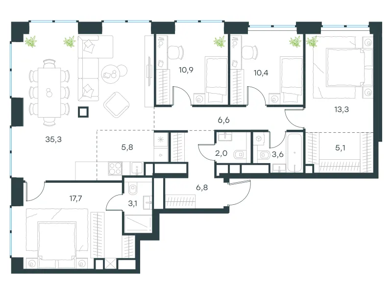 5-комн. 120.5 м²