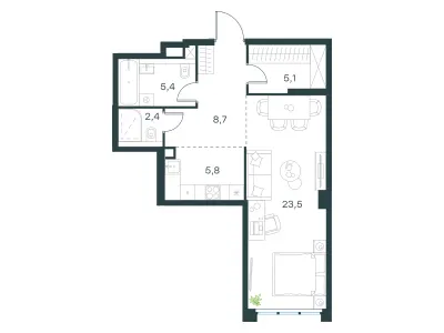 50,9 м² — планировка