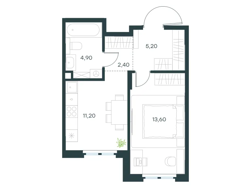 1-комн. 37.3 м²
