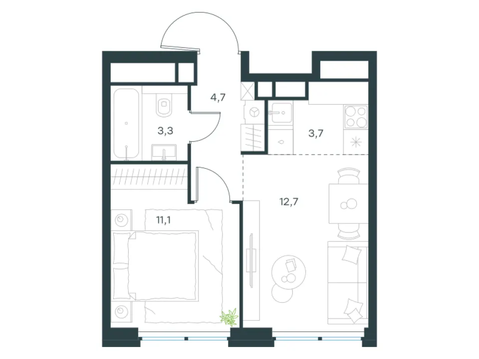 2-комн. 35,5 м²