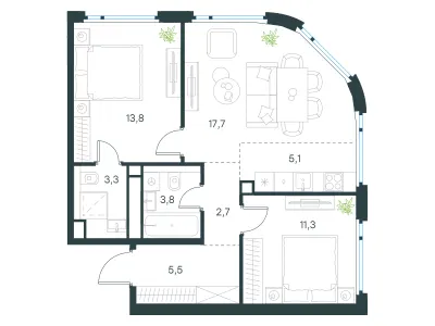 63,2 м² — планировка