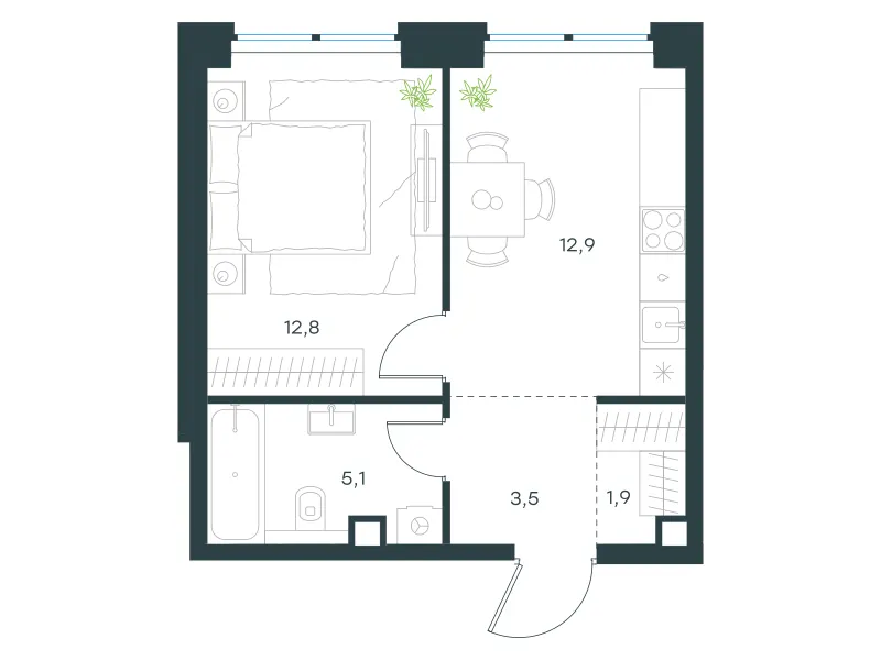 1-комн. 36.2 м²
