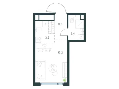 22,4 м² — планировка