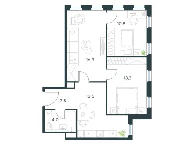 60,4 м² — планировка