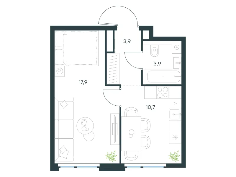 1-комн. 36.5 м²