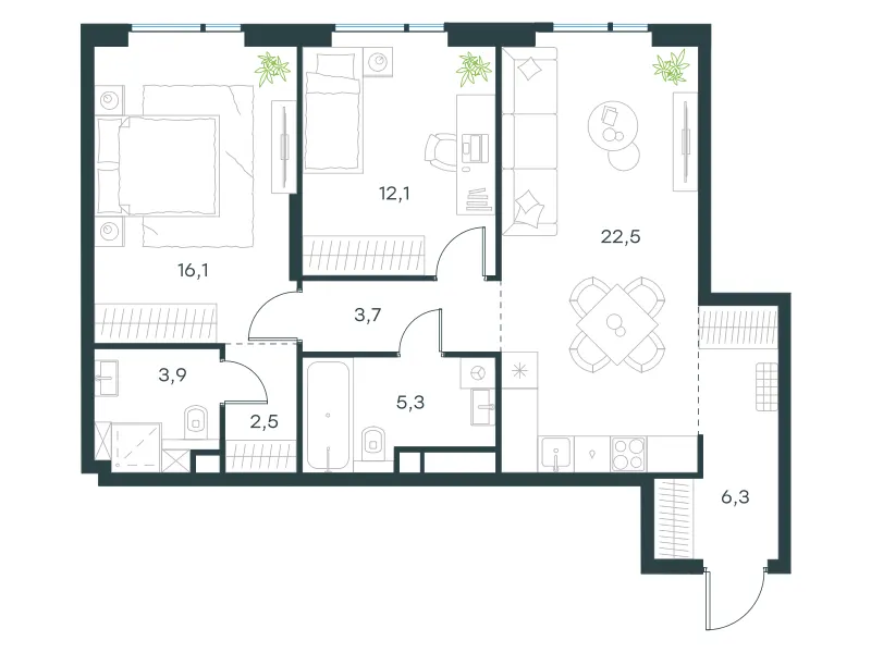 2-комн. 72.4 м²
