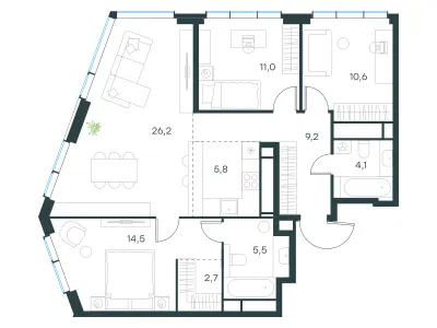 88,8 м² — планировка