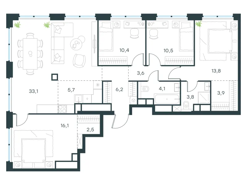 5-комн. 113.7 м²