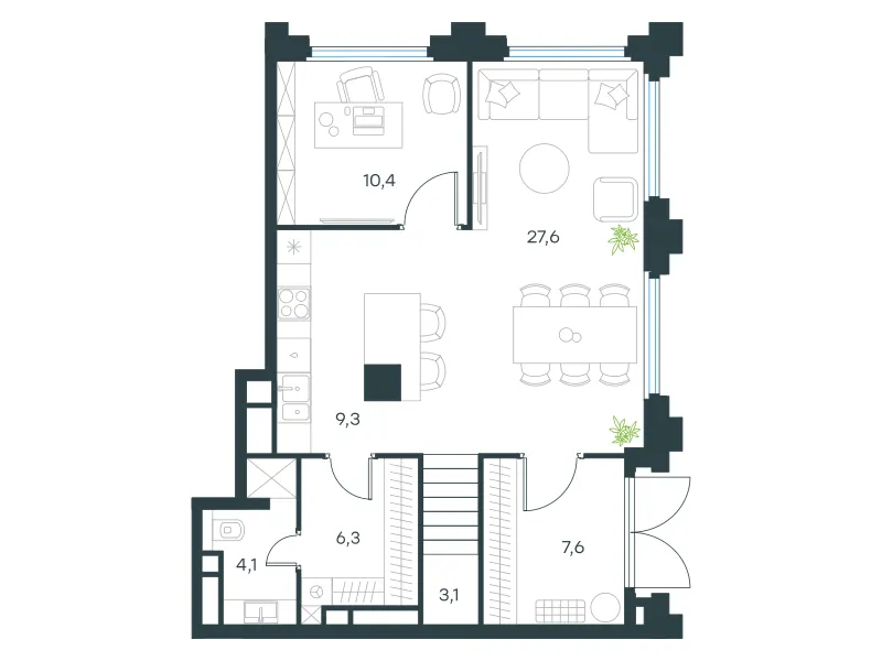 4-комн. 125.2 м²