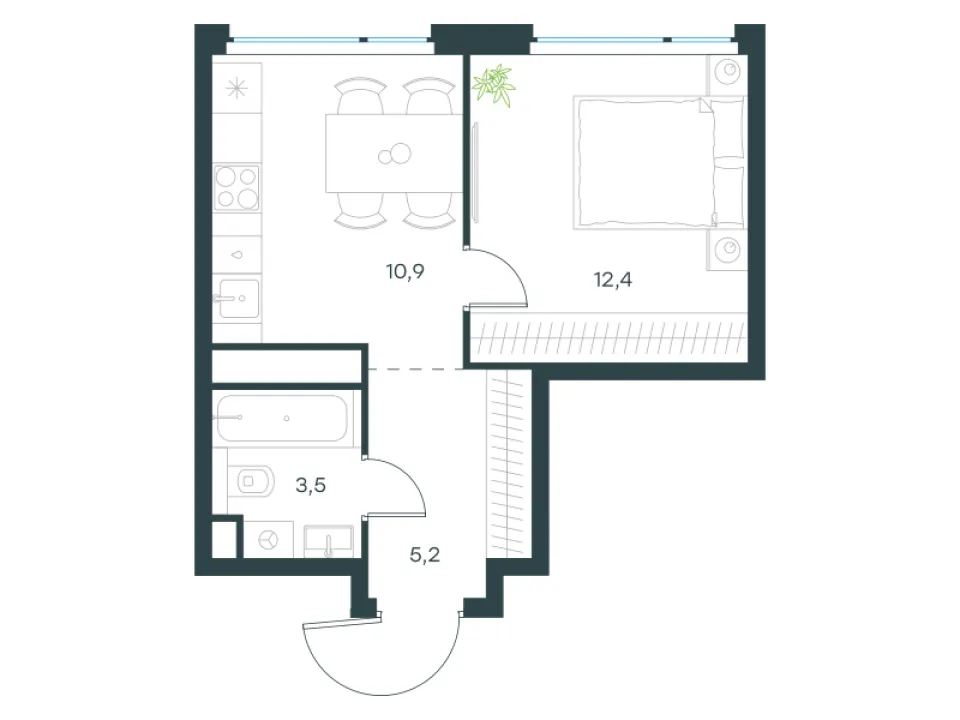 1-комн. 31,9 м²
