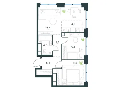 56,3 м² — планировка