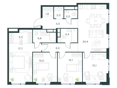 113,3 м² — планировка