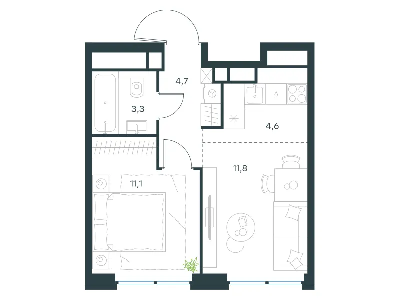 2-комн. 35.5 м²
