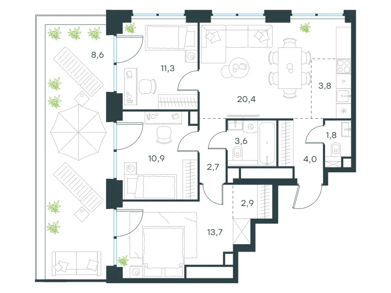 4-комн. 83.7 м²