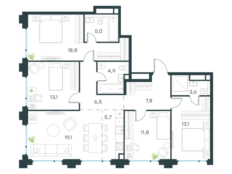 5-комн. 109.4 м²