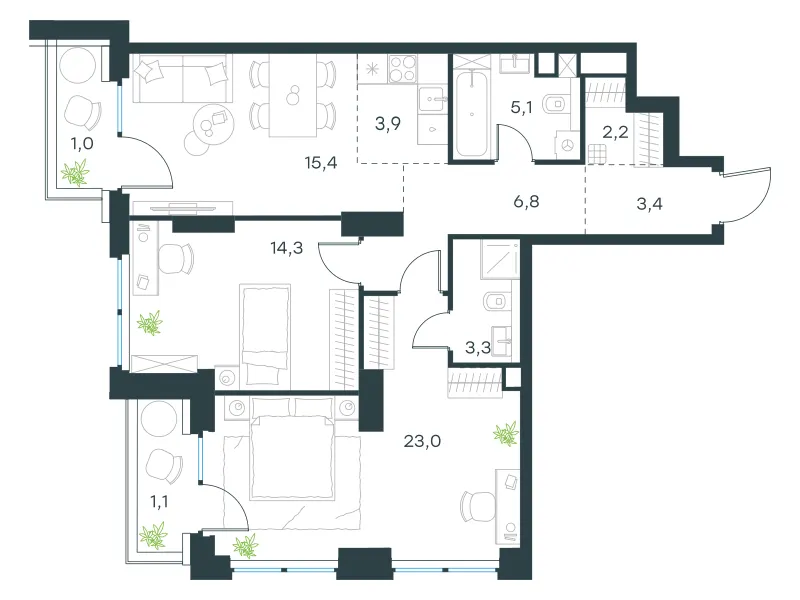 3-комн. 79.5 м²