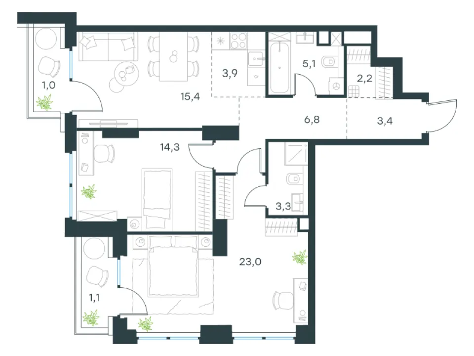 3-комн. 79,5 м²
