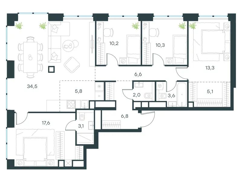 5-комн. 118.9 м²