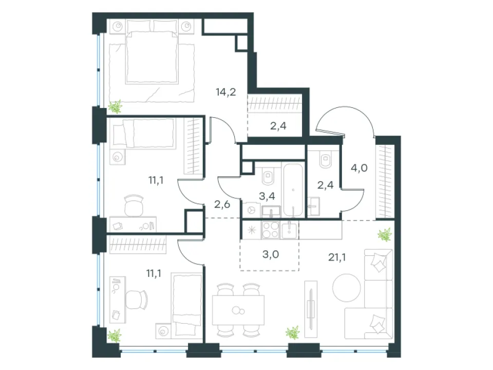 4-комн. 75,3 м²