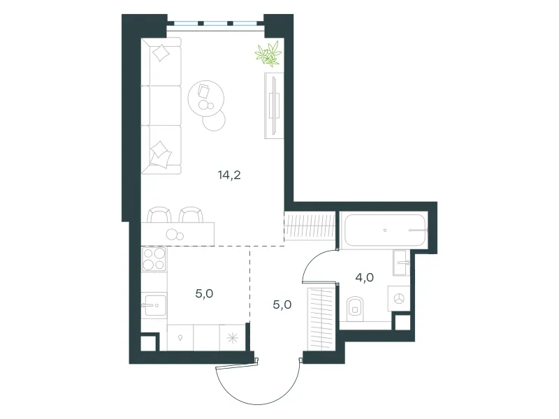 Студия 28.2 м²