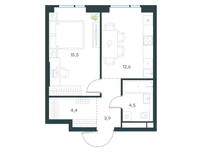 40,9 м² — планировка
