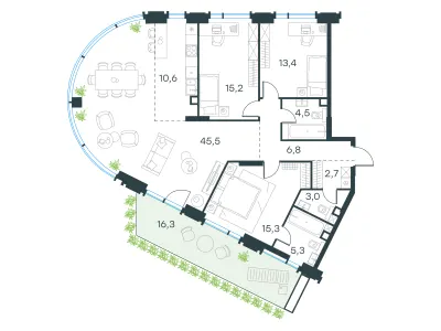 127,2 м² — планировка