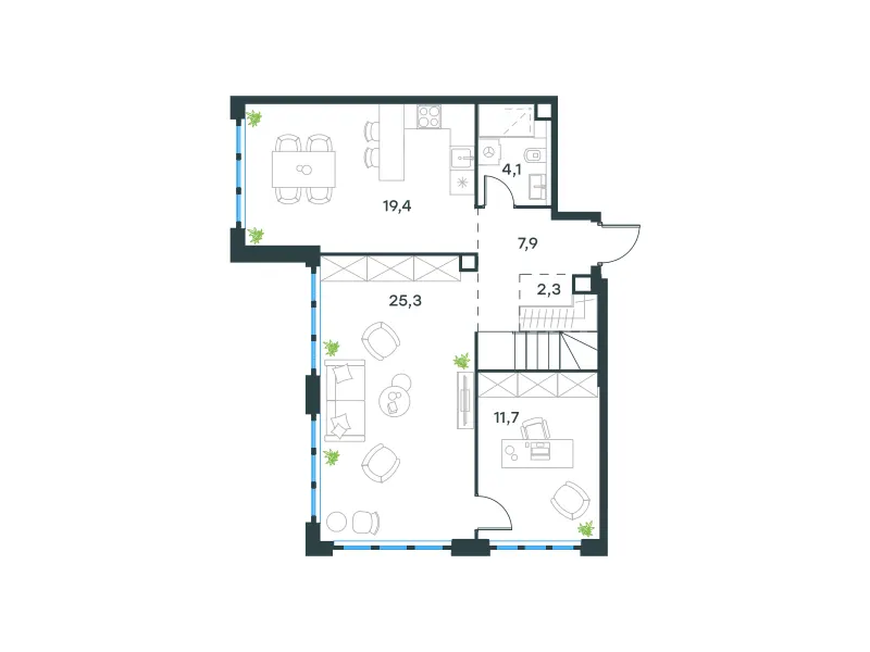 4-комн. 116.8 м²