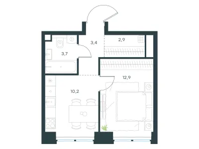 33,1 м² — планировка