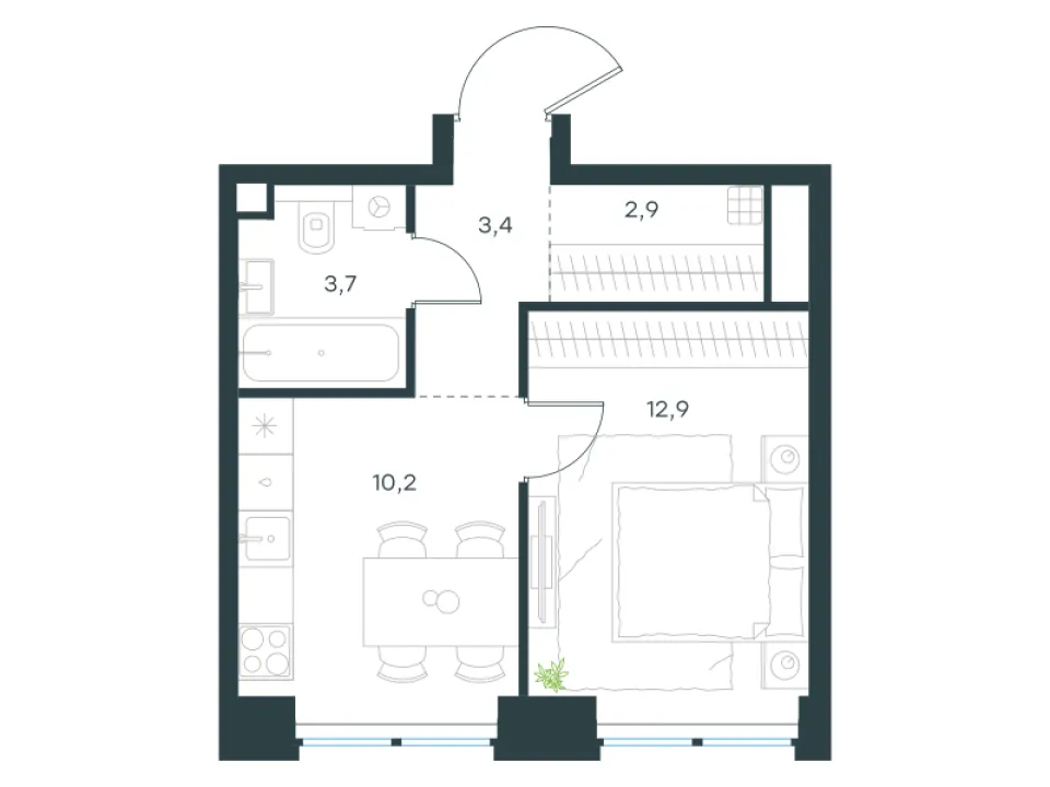 1-комн. 33,1 м²