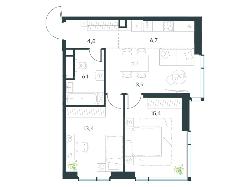 3-комн. 60.3 м²