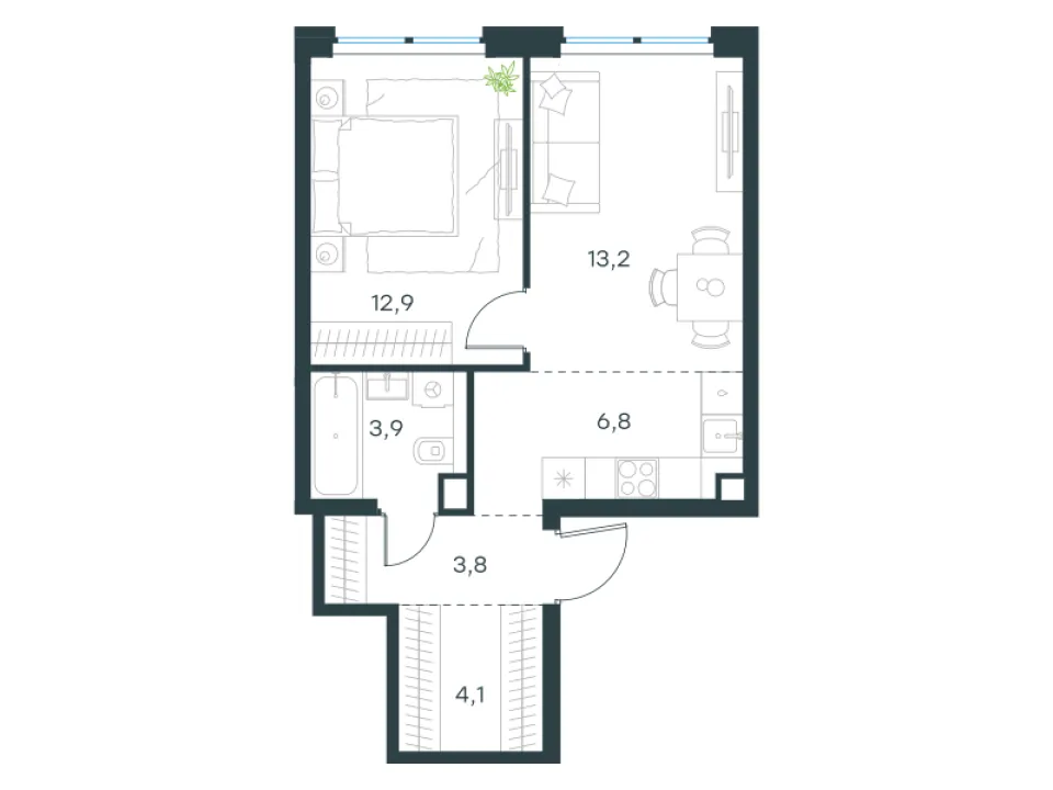 2-комн. 44,7 м²