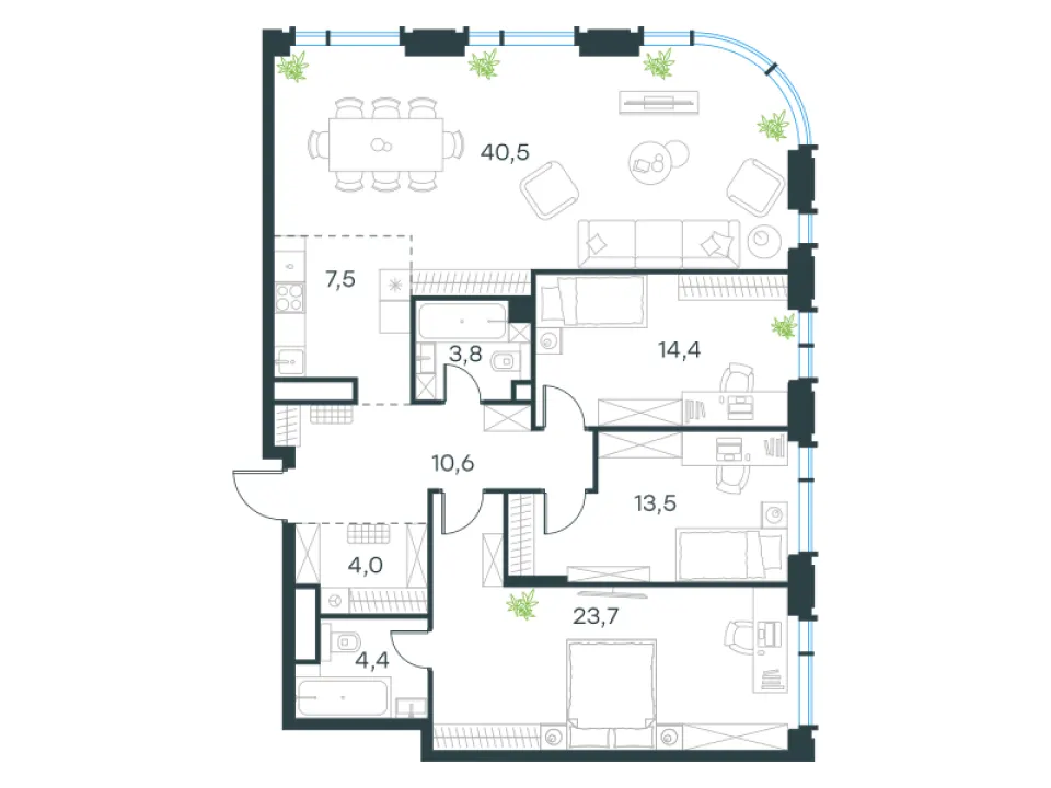 4-комн. 122,4 м²