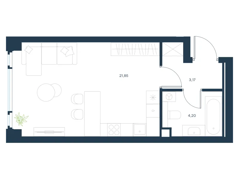Студия 29.2 м²