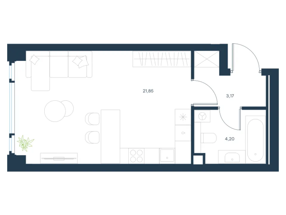 Студия 29,2 м²