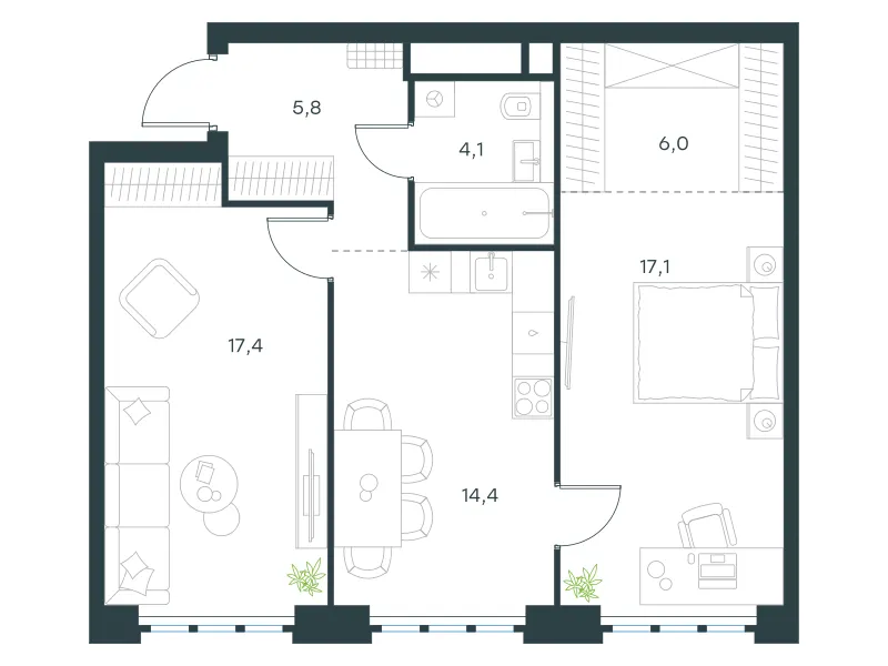 2-комн. 64.8 м²