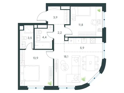 63,7 м² — планировка