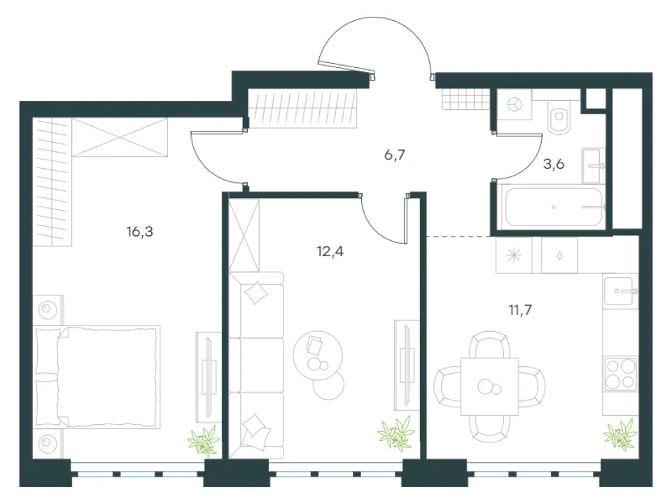 2-комн. 50,7 м²