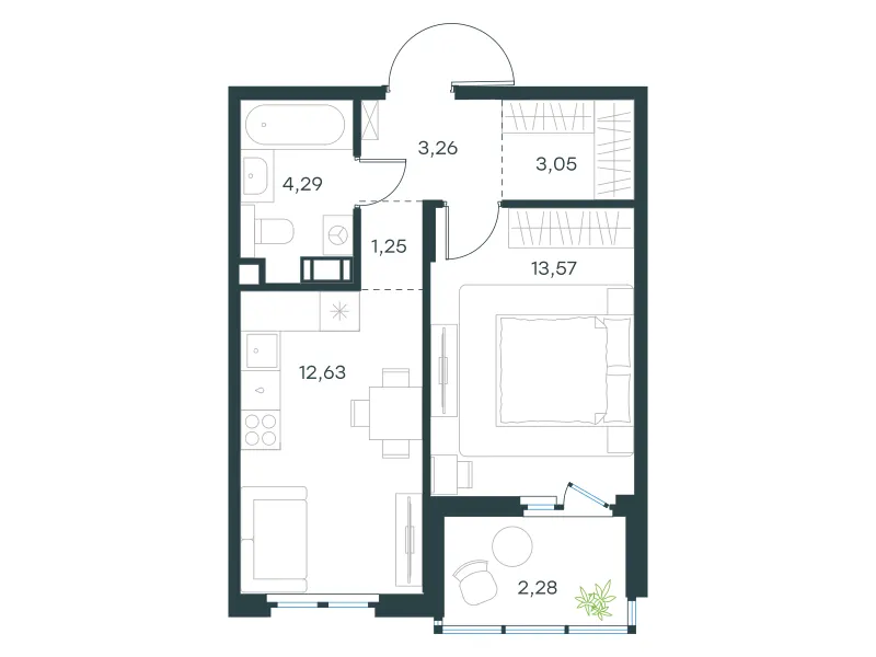 1-комн. 40.3 м²
